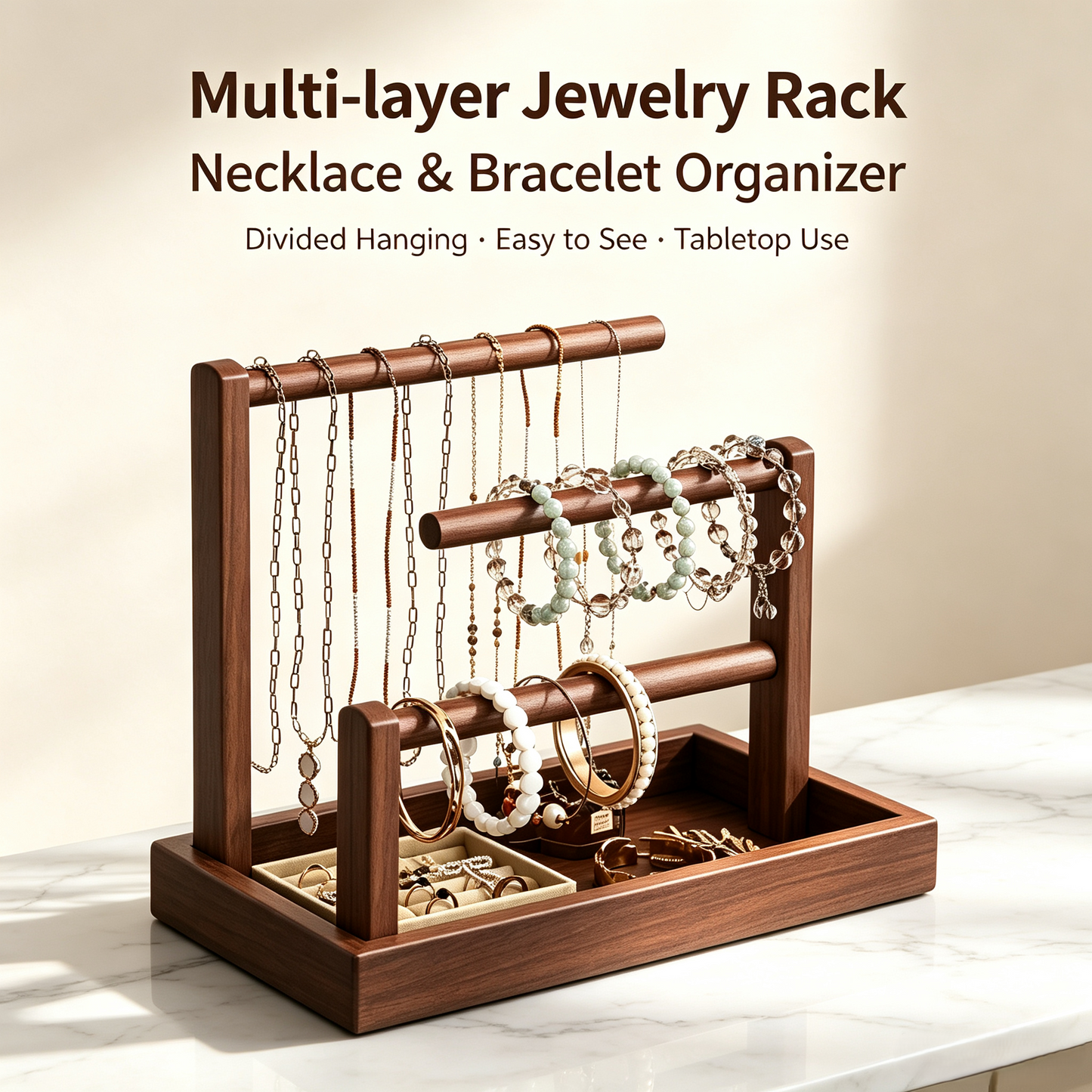 Multi-Layer Wooden Jewelry Display Stand