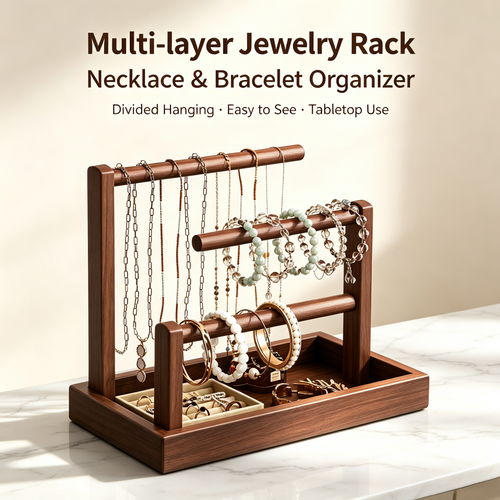 Multi-Layer Wooden Jewelry Display Stand