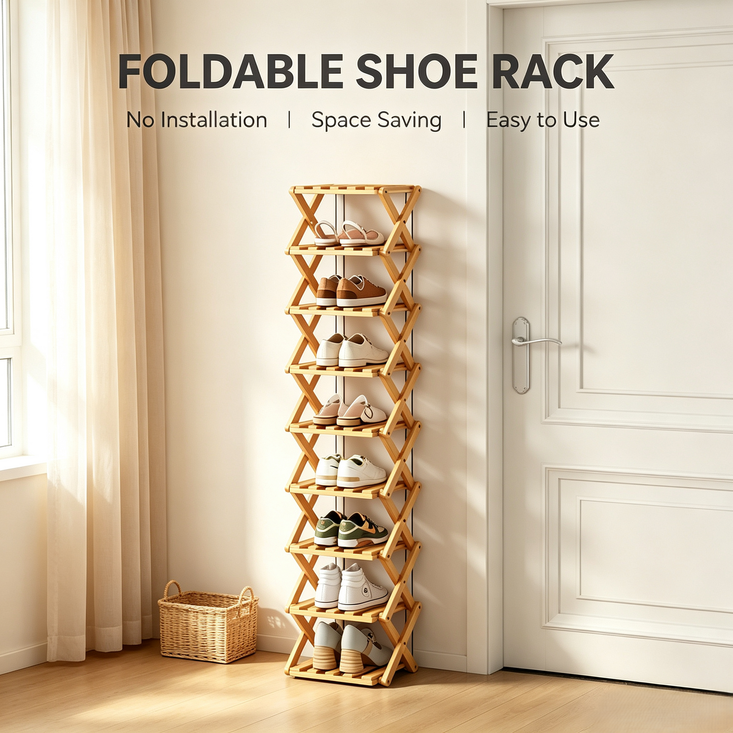 Foldable Bamboo Shoe Rack