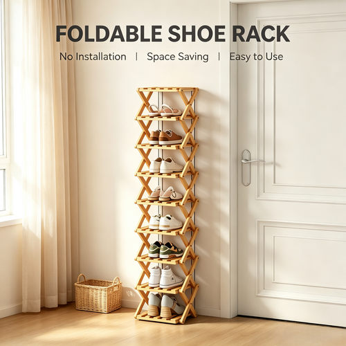 Foldable Bamboo Shoe Rack