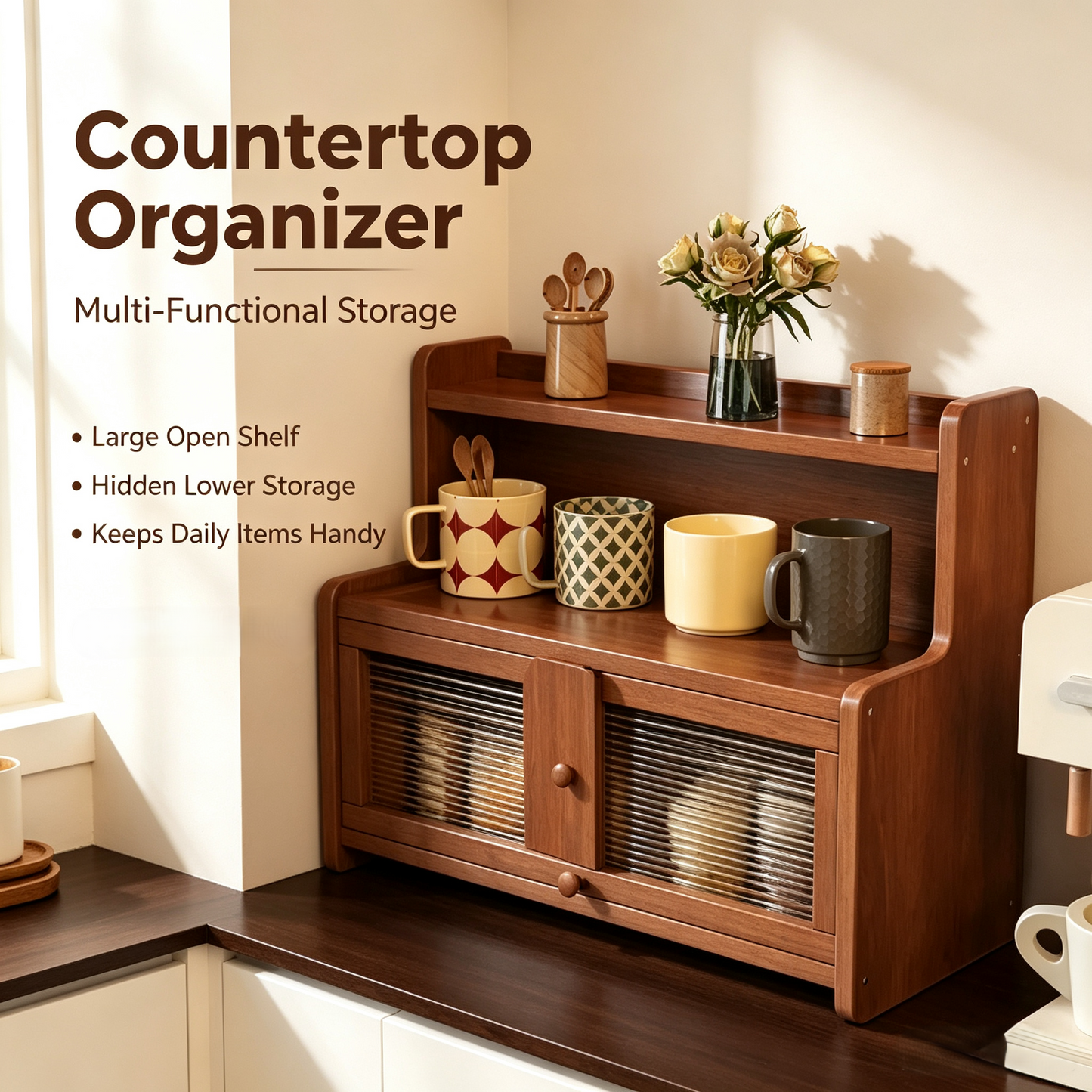 Wooden Desktop Countertop Storage Cabinet