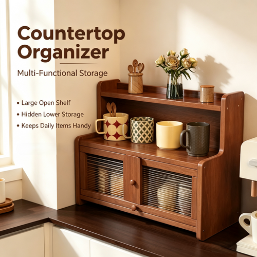 Wooden Desktop Countertop Storage Cabinet
