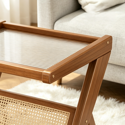 Rattan Magazine Rack Side Table