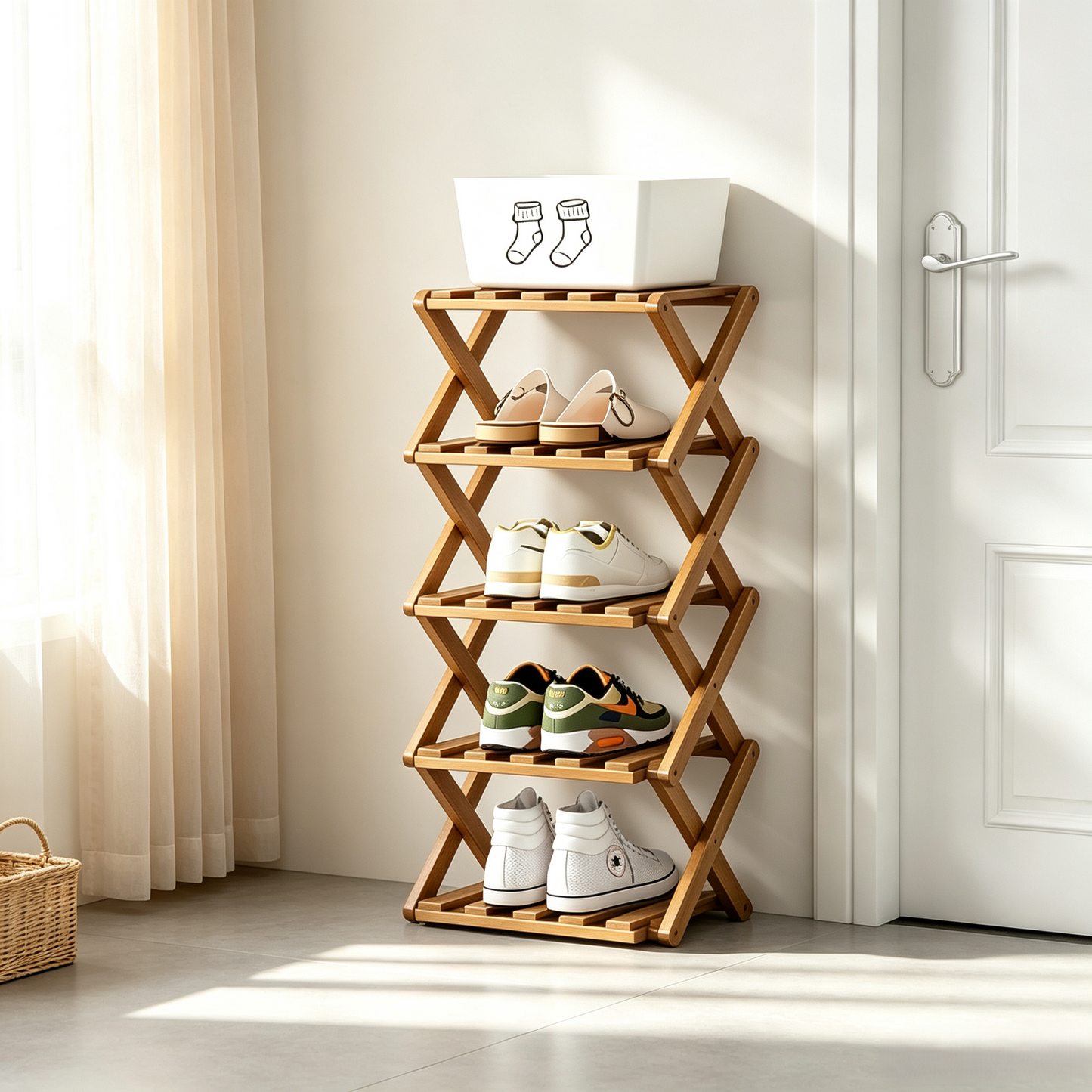 Foldable Bamboo Shoe Rack