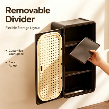 Rattan Door Wall-Mounted Storage Cabinet with Tissue Holder