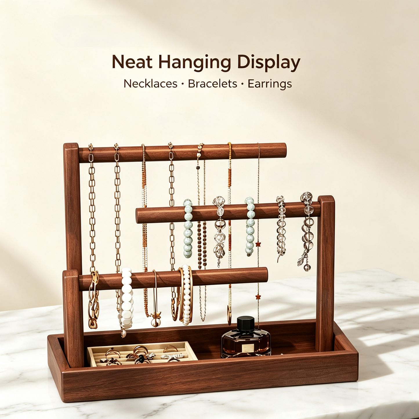 Multi-Layer Wooden Jewelry Display Stand