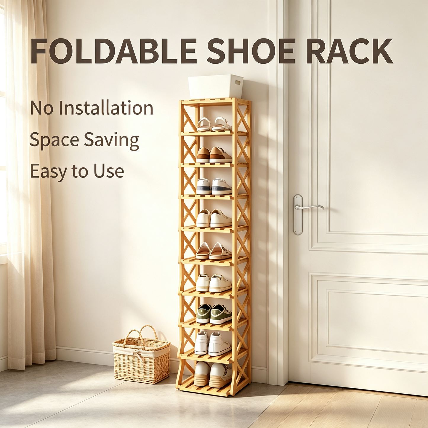 Foldable Bamboo Shoe Rack
