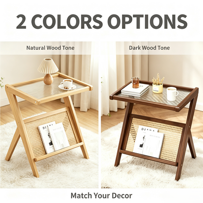 Rattan Magazine Rack Side Table