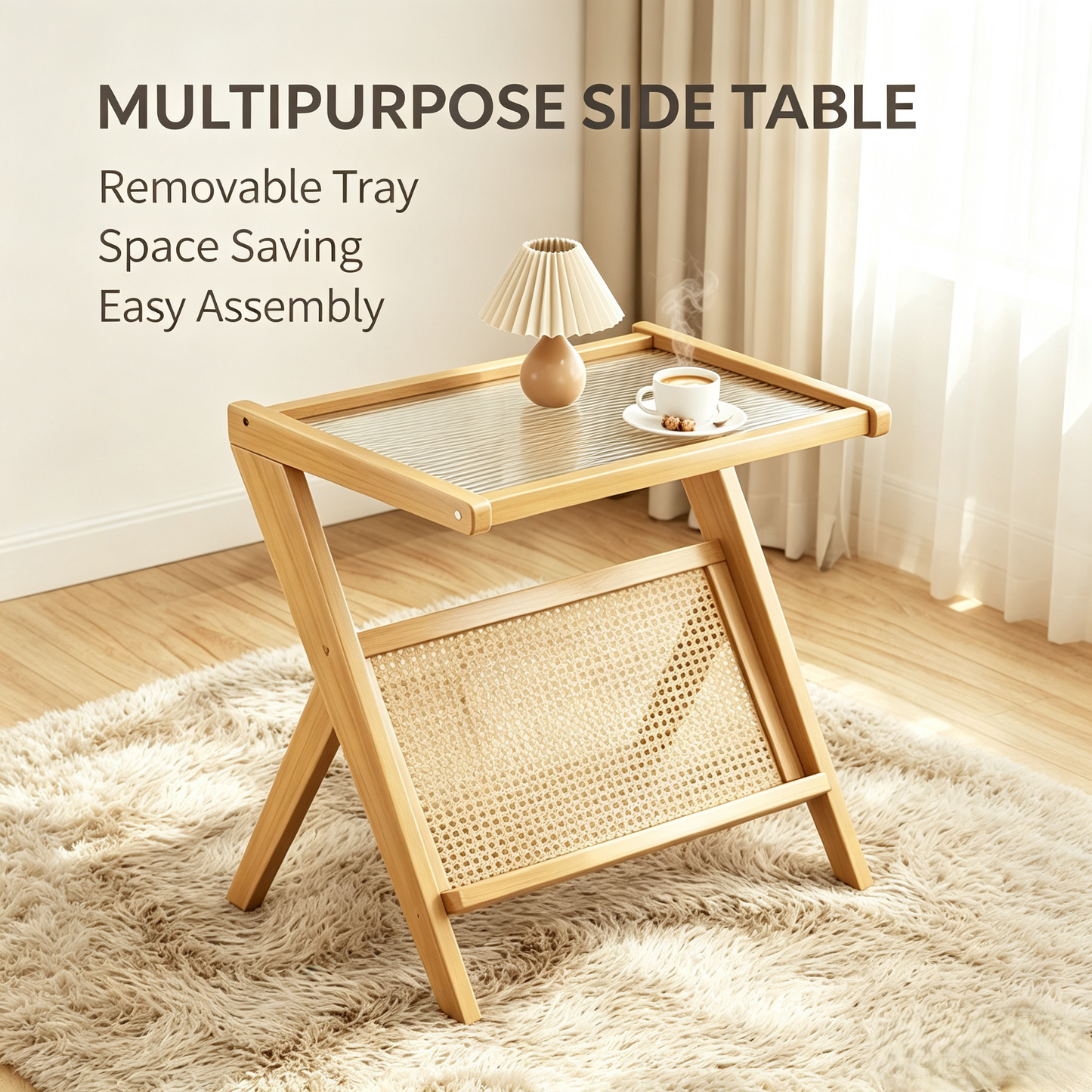 Rattan Magazine Rack Side Table