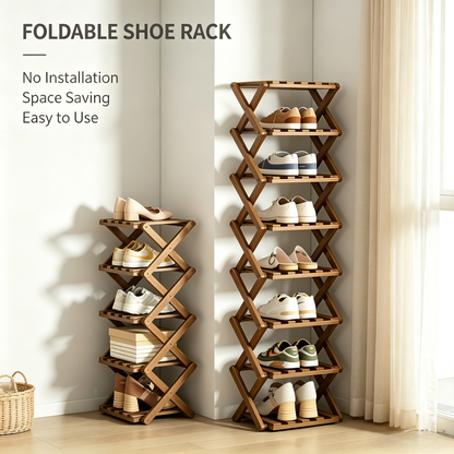 Foldable Bamboo Shoe Rack